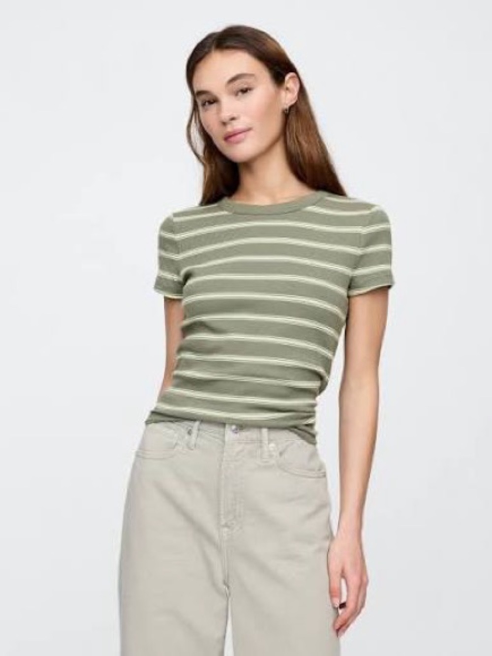 GAP RIBBED PERFECT TEE in OLIVE